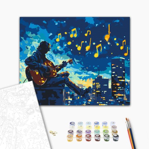 Dallamok a város felett - Számfestő készlet kereten 40x50