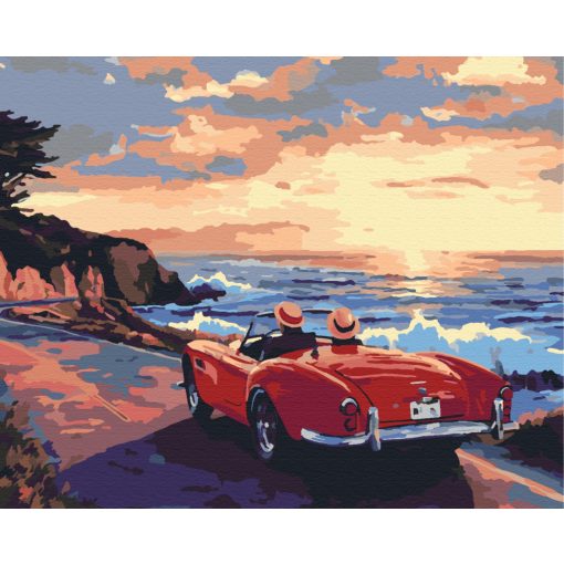 Romantikus kaland a parton - Számfestő készlet kereten 40x50