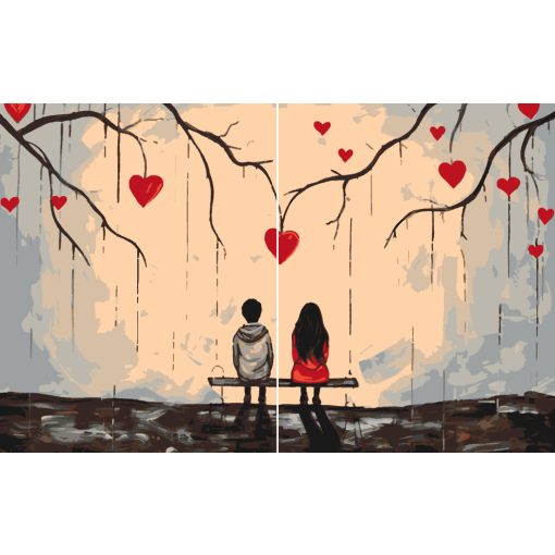 Csendes szerelem - 2 darabos számfestő készlet kereten 40x50