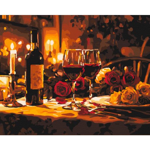 Romantikus vacsora - Számfestő készlet kereten 40x50