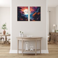   Mystischer Sonnenuntergang - 2-teiliges Malen nach Zahlen Set auf Rahmen 40x50 cm