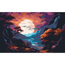 Misztikus napnyugta - 2 darabos számfestő készlet kereten 40x50