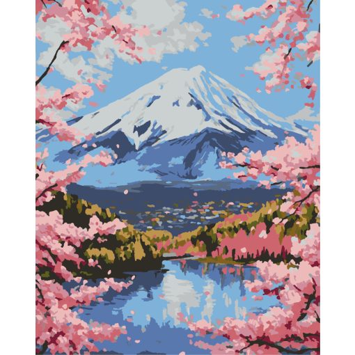 Tavaszi varázs Japán szívében - Számfestő készlet kereten 40x50