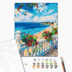 Mediterrán reggel - Számfestő készlet kereten 40x50