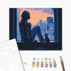 Naplemente dallamai - Számfestő készlet kereten 40x50