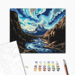   Ég és víz szimfóniája - Számfestő készlet kereten 40x50