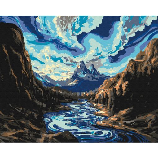 Ég és víz szimfóniája - Számfestő készlet kereten 40x50