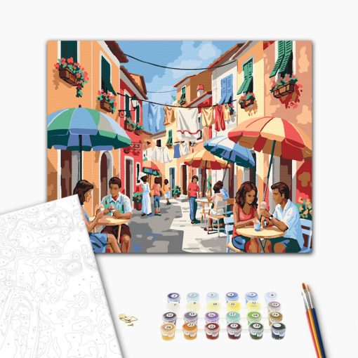 Fagylaltok és napernyők - Számfestő készlet kereten 40x50