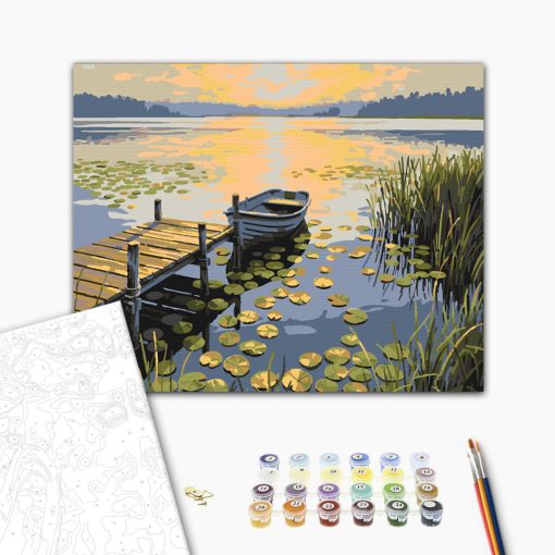 Vízparti idill - Számfestő készlet kereten 40x50
