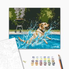 Nyári kutyakaland - Számfestő készlet kereten 40x50