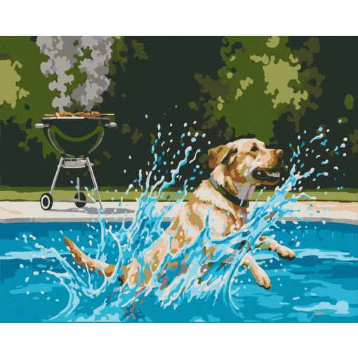 Nyári kutyakaland - Számfestő készlet kereten 40x50