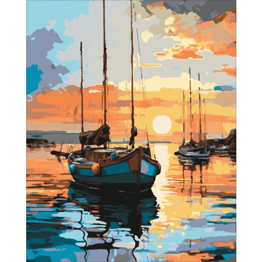 Szélcsend a horizonton - Számfestő készlet kereten 40x50