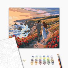 Pipacsok közt kéz a kézben - Számfestő készlet kereten 40x50