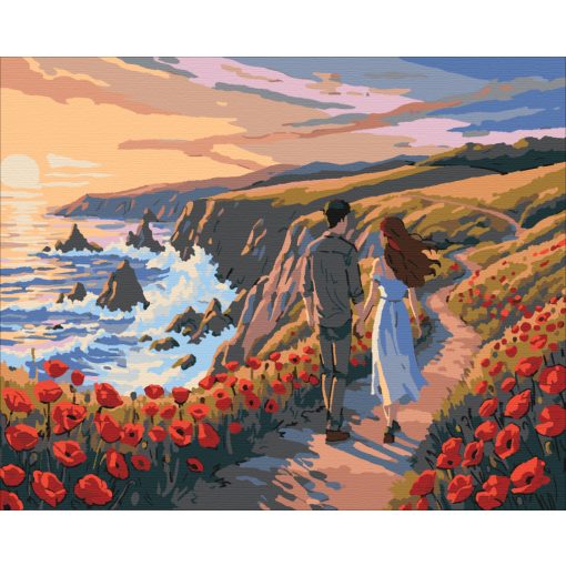 Pipacsok közt kéz a kézben - Számfestő készlet kereten 40x50