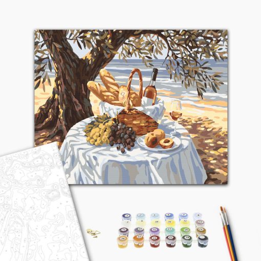 Piknik a parton - Számfestő készlet kereten 40x50