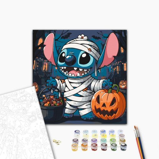 Halloweeni cukiság - Számfestő készlet kereten 40x40