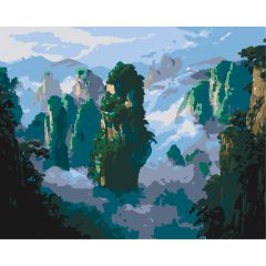 Lebegő hegyek - Számfestő készlet kereten 40x50