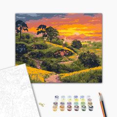 Mesebeli dombházak - Számfestő készlet kereten 40x50