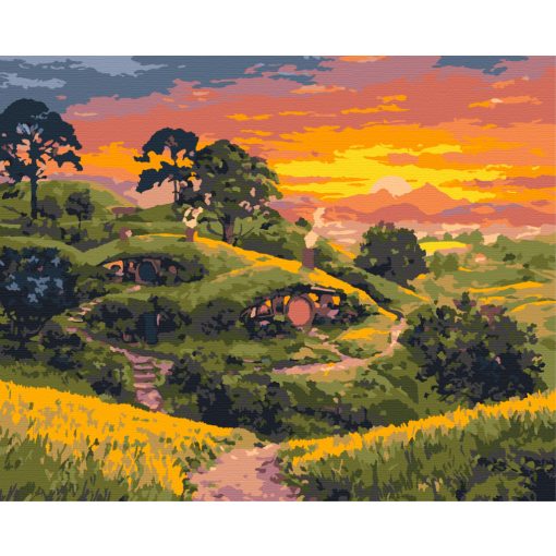 Mesebeli dombházak - Számfestő készlet kereten 40x50