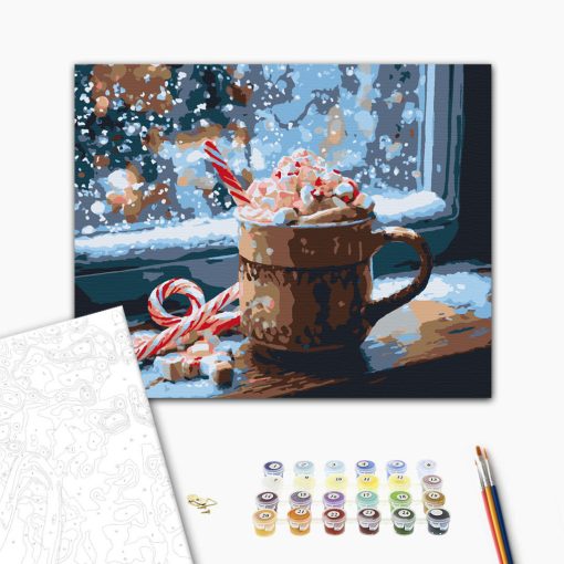 Karácsonyi kakaó 1 - Számfestő készlet kereten 40x50
