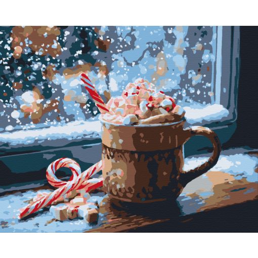 Karácsonyi kakaó 1 - Számfestő készlet kereten 40x50