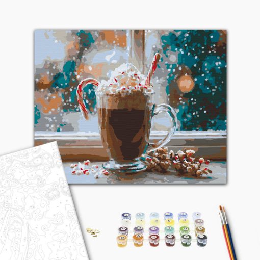 Karácsonyi kakaó 2 - Számfestő készlet kereten 40x50