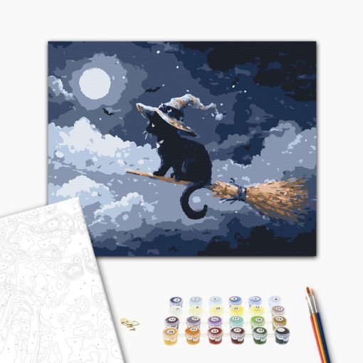 Boszorkánycica - Számfestő készlet kereten 40x50