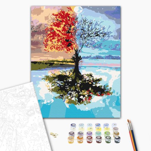 Négy évszak - Számfestő készlet kereten 40x50