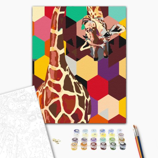 Giraffe im Mosaik - Malen-nach-Zahlen-Set auf Keilrahmen 40x50