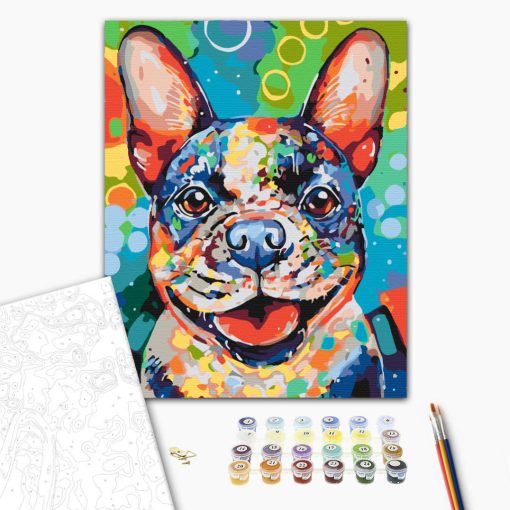 Pop Art Hund - Malen-nach-Zahlen-Set auf Keilrahmen 40x50