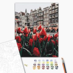   Tulpen in Amsterdam - Malen-nach-Zahlen-Set auf Keilrahmen 40x50