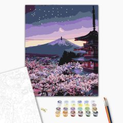 Nacht in Japan - Malen-nach-Zahlen-Set auf Keilrahmen 40x50