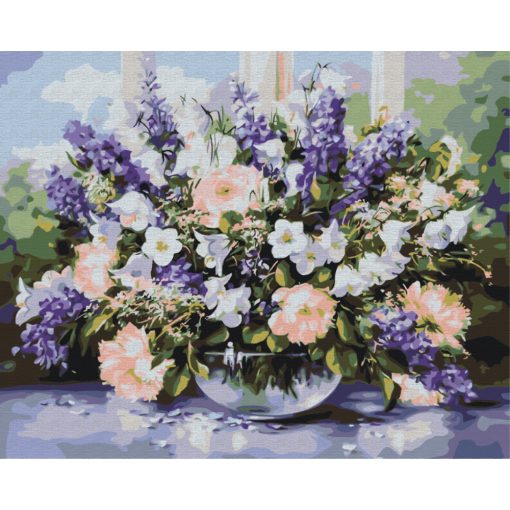 Tavaszi virágcsokor vázában - Számfestő készlet kereten 40x50_