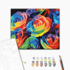 Szivárvány rózsák - Számfestő készet kereten 40x50