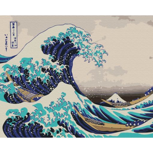 A nagy hullám Kanagavánál - Hokusai - Számfestő készlet kereten 40x50