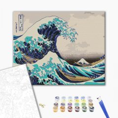   A nagy hullám Kanagavánál - Hokusai - Számfestő készlet kereten 40x50