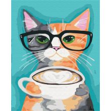 Cappuccino macskaszőrrel - Számfestő készlet kereten 40X50