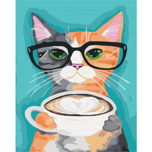 Cappuccino macskaszőrrel - Számfestő készlet kereten 40X50