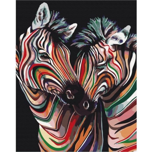 Zebra pár - Számfestő készlet kereten 40x50