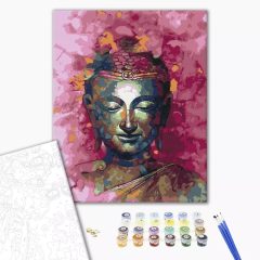 Buddha mellszobra - Számfestő készlet kereten 40x50