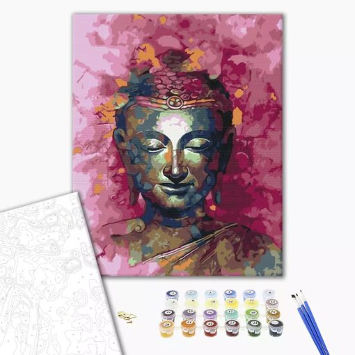 Buddha mellszobra - Számfestő készlet kereten 40x50