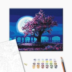   Cseresznyefa holdfényben - Számfestő készlet kereten 40x50