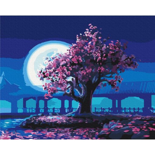Cseresznyefa holdfényben - Számfestő készlet kereten 40x50