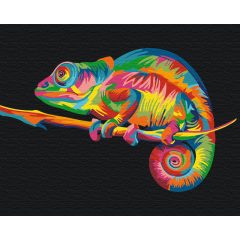 Pop-art kaméleon - Számfestő készlet kereten 40x50