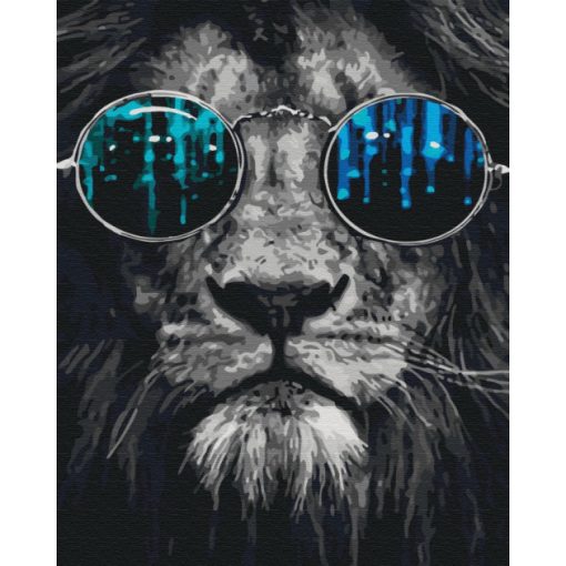 Napszemcsis oroszlán - Számfestő készlet kereten 40x50