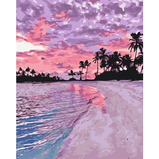 Rózsaszín naplemente - Számfestő készlet kereten 40x50