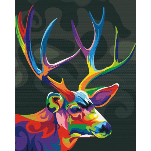 Pop-art szarvas - Számfestő készlet kereten 40x50