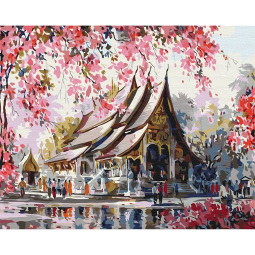 Thai templom - Számfestő készlet kereten 40x50