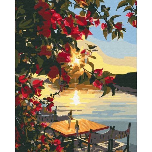 Naplemente a mólón - Számfestő készlet kereten 40x50