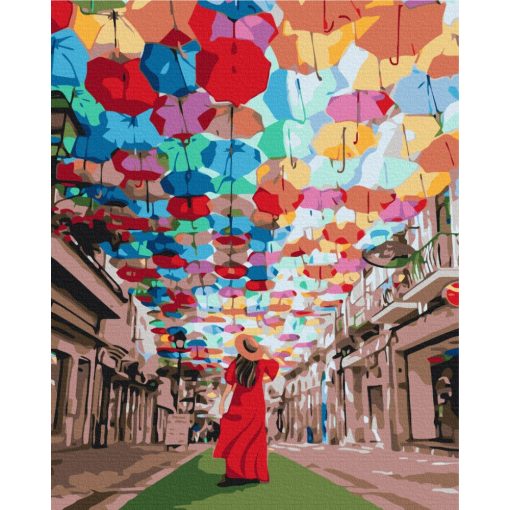 Esernyős utca - Számfestő készlet kereten 40x50